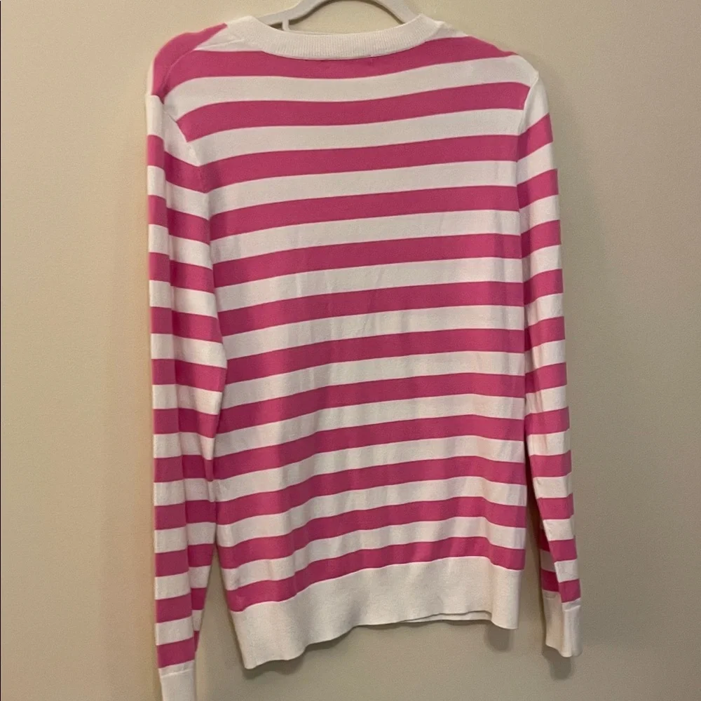 Lilly Pulitzer Pink and White V-Neck Sweater - Picture 5 of 8